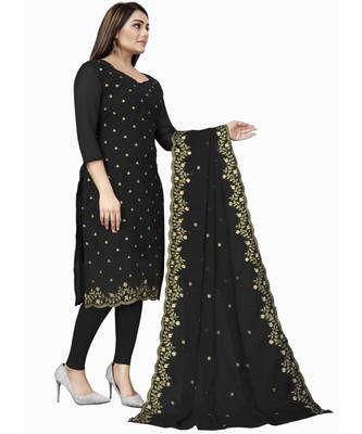 Black Georgette Cotton Salwar Kameez 4