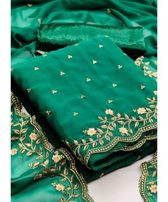 Teal Georgette Cotton Salwar Kameez 3