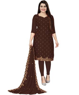 Brown Georgette Cotton Salwar Kameez 1