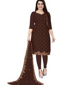Brown Georgette Cotton Salwar Kameez
