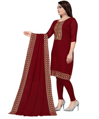 Maroon Georgette Cotton Salwar Kameez 2