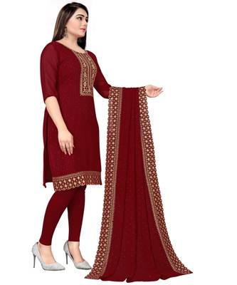 Maroon Georgette Cotton Salwar Kameez 3