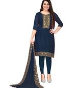 Teal Blue Georgette Cotton Salwar Kameez