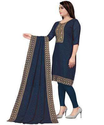 Teal Blue Georgette Cotton Salwar Kameez 2