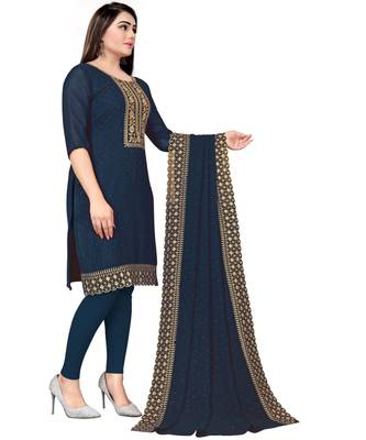 Teal Blue Georgette Cotton Salwar Kameez 3