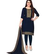 Navy Blue Georgette Cotton Salwar Kameez