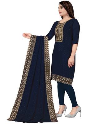 Navy Blue Georgette Cotton Salwar Kameez 2