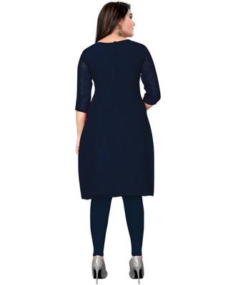 Navy Blue Georgette Cotton Salwar Kameez 4