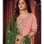 Baby Pink and Green Embroidered Palazzo Suit