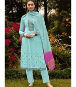 Sky Blue Silk Blend Party Wear Salwar Kameez