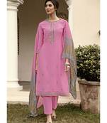 Dark Pink Silk Blend Party Wear Salwar Kameez