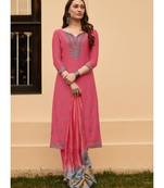 Peach Silk Blend Party Wear Salwar Kameez