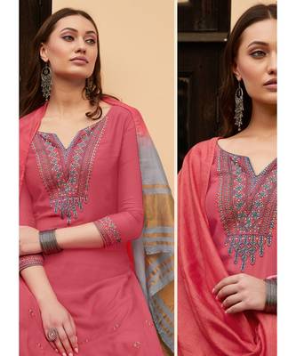 Peach Silk Blend Party Wear Salwar Kameez 2