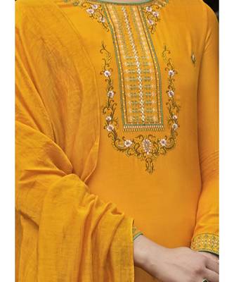 Yellow Silk Blend Party Wear Salwar Kameez 4