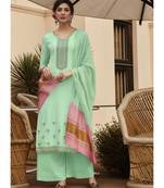 Sea Green Silk Blend Party Wear Salwar Kameez