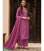 Lavender Silk Blend Party Wear Salwar Kameez