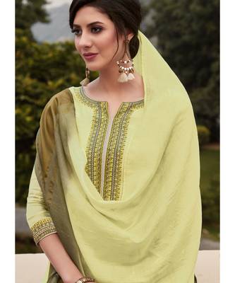 Cream Silk Blend Party Wear Salwar Kameez 2