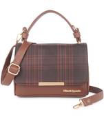 Tan Brown Checked Sling Bag