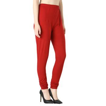 Women Solid Churidar Leggings (Red & Pink) 4