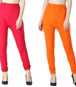 Women Solid Churidar Leggings (Pink & Orange)