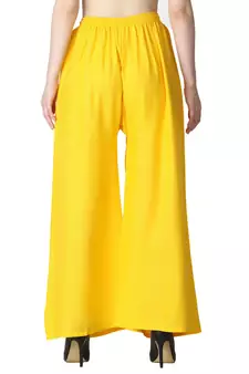 Women Solid Relaxed Fit Palazzo with Elastic Drawstring (Red, Yellow)
