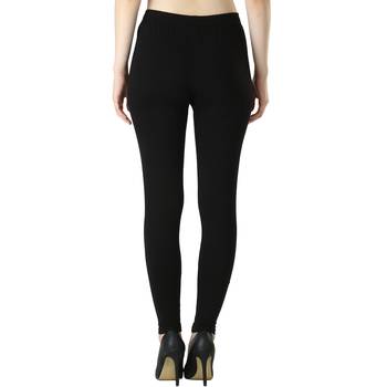 Women Solid Elastic Waist Ankle Length Legging (Black, Pink) 3