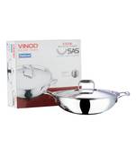 Vinod Platinum Triply Stainless Steel Kadai with Lid- 30 cm, 4.5 Ltr (Induction Friendly)