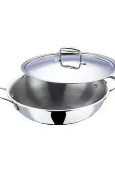 Vinod Platinum Triply Stainless Steel Kadai with Lid- 30 cm, 4.5 Ltr (Induction Friendly)
