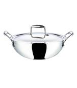 Vinod Platinum Triply Stainless Steel Extra Deep Kadai with Lid- 24 cm, 3.3 Ltr
