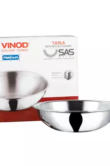 Vinod Platinum Triply Stainless Steel Tasla- 20 cm, 1.4 Ltr (Induction Friendly)