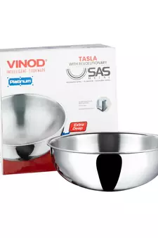 Vinod Platinum Triply Stainless Steel Extra Deep Tasla - 26 cm, 4.1 Ltr (Induction Friendly)