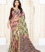Light Green Color Brasso Saree with Attached Blouse Piece