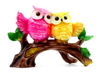 ESVAR STONECRAFT Poly Resin Idol Pair Of Beautiful Owl Seating 1