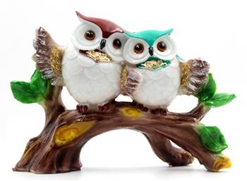 ESVAR STONECRAFT Poly Resin Idol Pair Of Beautiful Multi Colour Owl 1