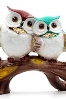 ESVAR STONECRAFT Poly Resin Idol Pair Of Beautiful Multi Colour Owl