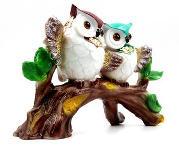 ESVAR STONECRAFT Poly Resin Idol Pair Of Beautiful Multi Colour Owl 2