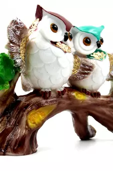 ESVAR STONECRAFT Poly Resin Idol Pair Of Beautiful Multi Colour Owl