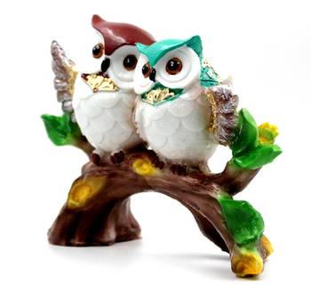 ESVAR STONECRAFT Poly Resin Idol Pair Of Beautiful Multi Colour Owl 3