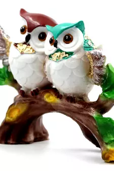 ESVAR STONECRAFT Poly Resin Idol Pair Of Beautiful Multi Colour Owl