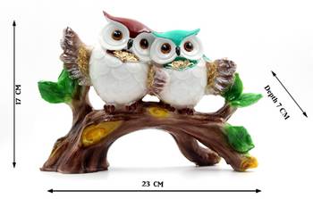 ESVAR STONECRAFT Poly Resin Idol Pair Of Beautiful Multi Colour Owl 5