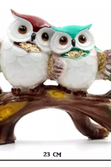 ESVAR STONECRAFT Poly Resin Idol Pair Of Beautiful Multi Colour Owl