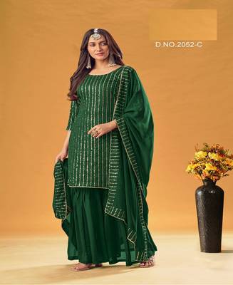 Green sequins georgette salwar 1