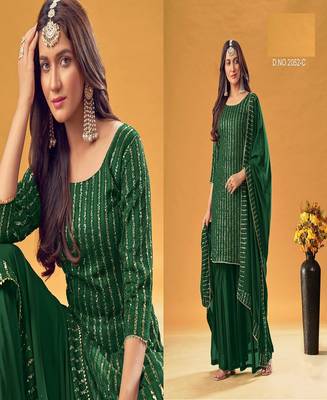 Green sequins georgette salwar 2