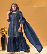 Blue sequins georgette salwar