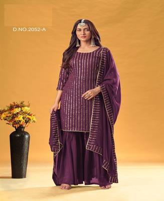Wine sequins georgette salwar 1