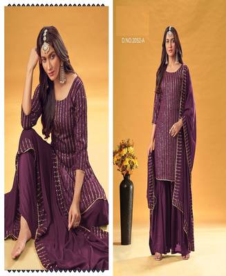 Wine sequins georgette salwar 2