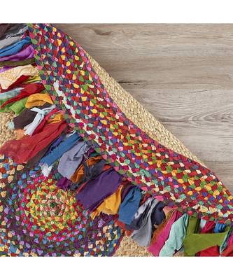 YADURAJ CARPETS Natural Jute Handwoven Malena Chindi Indoor Area Rug - Multicolor 2