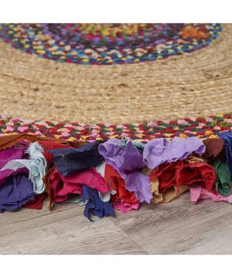 YADURAJ CARPETS Natural Jute Handwoven Malena Chindi Indoor Area Rug - Multicolor 3