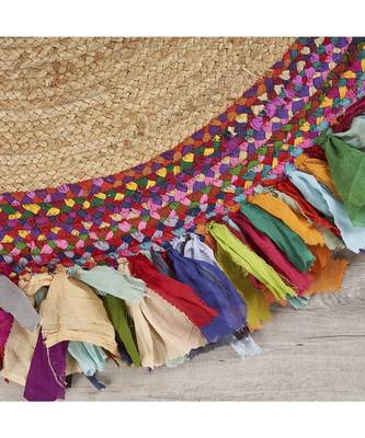 YADURAJ CARPETS Natural Jute Handwoven Malena Chindi Indoor Area Rug - Multicolor 4
