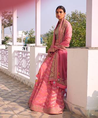 Pink Embroidered Lehenga Set 2